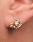 Pearl Evil Eye Stud Earrings